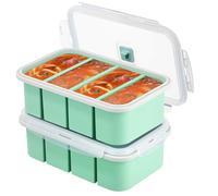 BEZORR 2Pack Silicone Soup Freezer Tray With Lid, Silicone Ice Cube Tray with Lid- BPA-Free,Reusable & Stackable Freezing Mould,Freezable Food Storage Containers for Soup Sauce Broth
