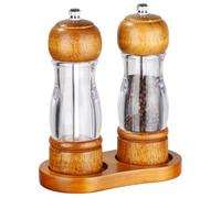 BEZORR Salt and Pepper Grinder Set Adjustable Ceramic Grinders, 6inch Premium Acrylic Salt and Pepper Grinder Set, Wood and Ceramic Pepper Grinder Spice Mill with Adjustable Coarseness
