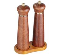 BEZORR Salt and Pepper Grinders Set, 8inch Wood Salt Mill Pepper Grinder Set, Adjustable Coarseness Pepper Mill with Tray,Refillable Spice Grinder Shakers for Cooking and Baking