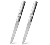 BEZOX Diamond Deb Nail File Set - 2 PCS Stainless Steel Double Sided Diamond Dust Coating - Professional Nail Files for Podiatry Foot Care - Nail Styling Tools for Home