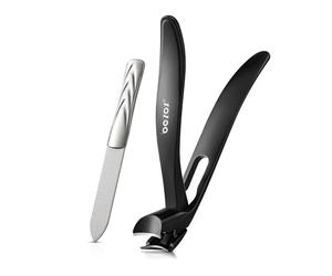 BEZOX Ergonomic Angled Head Precision Toenail Clipper for Senior Thick Nails - Large Finger Nail Clippers Adult with Metal Nail File for Men and Women