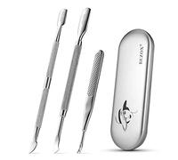 BEZOX Professional Cuticle Pusher 3pcs, Premium Stainless Steel Cuticle Trimmer UV Gel Polish Remover - Cuticle Removal Fork Nail Art cleaner Trimmer