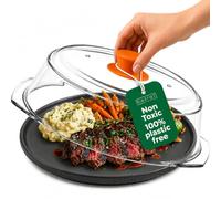 Bezrat Microwave Tall Glass Plate Cover For Food | Splatter Guard Lid with Easy Grip Silicone Handle Knob & Steam Vents | 100% Food Grade | BPA Free and Dishwasher Safe |10 x 3 Inch,Orange