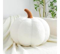 Bezugetop Pumpkin Pillows, 3D Throw Cushion, Plush Soft Sofa Pillows Stuffed, Pumpkin Decoration for Fall Thanksgiving Winter Home Living Room, White, 30cm
