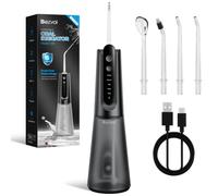 Bezvoi Cordless Water Flosser for Teeth, Portable Dental Oral Irrigator, 270ml Water Tank, 5 Modes, 4 Jet Tips, USB C Rechargeable, 40 Days Battery Life, Ideal for Braces & Gum Care, Black