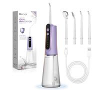 Bezvoi Cordless Water Flosser for Teeth, Portable Dental Oral Irrigator, 270ml Water Tank, 5 Modes, 4 Jet Tips, USB C Rechargeable, 40 Days Battery Life, Ideal for Braces & Gum Care, Purple