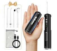 Bezvoi Mini Water Flosser for Travel, 9 Pressure Settings & 90-Days Battery | Telescopic Water Tank, with Storage Bag, USB-C Rechargeable, IPX7 Waterproof, Dental Teeth Pick for Braces, Sensitive Gums