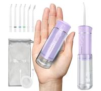 Bezvoi Water Flosser Cordless Travel, Mini Oral Irrigator with Telescopic Water Tank, 5 Modes, 6 Jet Tips, IPX7 Waterproof Electric Portable Water Teeth Cleaner Picks for Braces Bridges Care