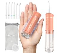 Bezvoi Water Flosser Cordless Travel, Mini Oral Irrigator with Telescopic Water Tank, 5 Modes, 6 Jet Tips, IPX7 Waterproof Electric Portable Water Teeth Cleaner Picks for Braces Bridges Care