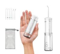 Bezvoi Water Flosser Cordless Travel, Mini Oral Irrigator with Telescopic Water Tank, 5 Modes, 6 Jet Tips, IPX7 Waterproof Electric Portable Water Teeth Cleaner Picks for Braces Bridges Care
