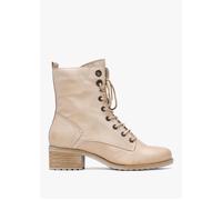 Bezzie Cream Leather Block Heel Ankle Boots - Camel Leather / 41
