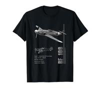 BF 109 Fighter Specs Luftwaffe Value Graphic T-Shirt, Men, Black, S