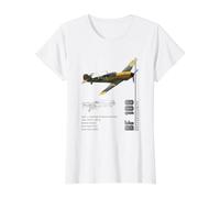 BF 109 Fighter Specs Luftwaffe Value Graphic T-Shirt, Women, White, XL