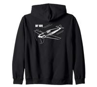 BF 109 German WW2 Fighter Plane Flying Silhouette Zip Hoodie
