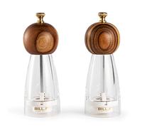 BF BILL.F SINCE 1983 Wood+Acrylic Salt & Pepper Grinders Refillable Set - 2x5 oz Acacia Wood Salt & Pepper Mills - Ceramic Grinders - Manual Operation