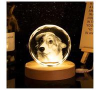 BF-KitchRelic Crystal Photo Personalized, Customized Pictures Etched Engraved in Glass Photo Heart Shape with LED Light Wood Base, Custom Family Photo Crystal Unique Memorial Gift (circle)