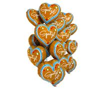 BF Souvenirs Pack of 10 Large 45 cm Brown Heart Foil Balloons, Gingerbread Heart Design, Reusable, Oktoberfest, Bavaria Party, Folk Festival, Male
