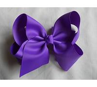 BFab 6 Inch Big Hair Grosgrain Ribbon Bow with Alligator Clip Pin (Dark Purple)