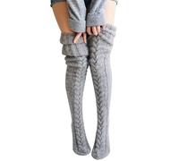 BFACCIA Over the Knee Socks Wool Knit Warm Cable Thigh High Fluffy Tube Fall Winter Fashion Boot Stockings Solid Color Women Christmas Unique Gift
