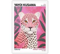 BFADMN Funny Animal Posters Yayoi Kusama Cheetah Print Wall Poster Vintage Trendy Print Leopard Design Art Decor Home Decor Art For Living Room Bedroom Bathroom Poster 16x24in Unframed