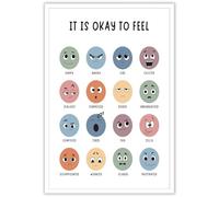 BFADMN It Is Okay To Feel Boho Canvas Wall Art Mental Health Playroom Wall Decor Child Art Poster For Classroom Emotions Homeschool Decor 12x16in Unframed
