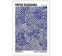 BFADMN Life Is Complex Poster Yayoi Kusam Japanese Canvas Wall Art Prints Room Aesthetic Canvas Painting Decor Posters Modern Blue Abstract Wall Decor For Living Room Bedroom 16x24in Unframed