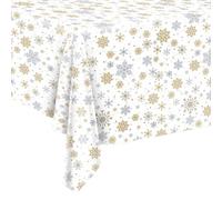 BFB Christmas Snowflake Party Table Covers 54 x 108in Disposable Tablecloths Pack of 2, 137 x 274cm
