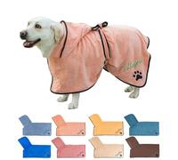 BFBZYME Personalised Hooded Dog Bathrobe with Embroidered Name, Custom Pet Drying Towels, Soft Absorbent Microfibre Dogs/Cats Robe, Stylish Pet Beach Towel, Pet Gifts(Orange)