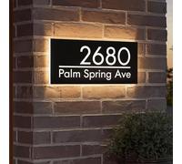 BFBZYME Personalised House Numbers Plaques With LED Light, Custom Acrylic Door Number Address Sign, Outdoor Modern Illuminated Signs For Home/Yard(15x30cm)