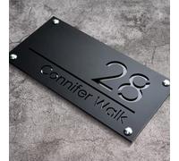 BFBZYME Personalised Modern House Numbers Plaques Custom Acrylic Address Sign For Outside 3D Hollow Address Numbers For Garden Yard Home Hotel Apartment Shop(Black Black)