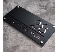 BFBZYME Personalised Modern House Numbers Plaques Custom Acrylic Address Sign For Outside 3D Hollow Address Numbers For Garden Yard Home Hotel Apartment Shop(Black Rose Gold)