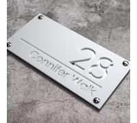 BFBZYME Personalised Modern House Numbers Plaques Custom Acrylic Address Sign For Outside 3D Hollow Address Numbers For Garden Yard Home Hotel Apartment Shop(White Silver)