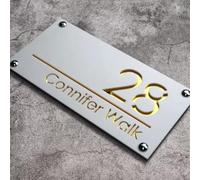 BFBZYME Personalised Modern House Numbers Plaques Custom Acrylic Address Sign For Outside 3D Hollow Address Numbers For Garden Yard Home Hotel Apartment Shop(White Gold)