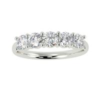 BFD 0.50 ct Natural Earthimned 5 Stone Diamond Anniversary Ring In Heavy White Gold Size O