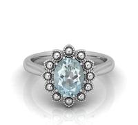 BFD 1.00 CARAT NATURAL AQUAMARINE CLUSTER DESIGNER MARCH BIRTH STONE ENGAGEMENT RING FOR HER SIZE-K