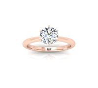 BFD 1.00 Ct Lab Grown Diamond Solitaire Engagement Ring for Women - D Color VS Clarity, Round Cut, 9K Rose Gold, Ring Size O