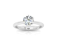 BFD 1.00 Ct Lab Grown Diamond Solitaire Engagement Ring for Women - D Color VS Clarity, Round Cut, 9K White Gold, Ring Size O