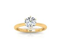 BFD 1.00 Ct Lab Grown Diamond Solitaire Engagement Ring for Women - D Color VS Clarity, Round Cut, 9K Yellow Gold, Ring Size M
