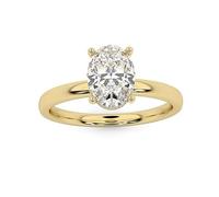 BFD 1.00Ct D/VS IGI Certified Oval Cut Lab Grown Diamond Hidden Halo Solitaire Engagement Ring for Women in 18K Yellow Gold Size M