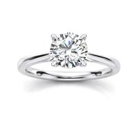 BFD 1.00Ct D/VS Lab Grown Round Diamond Solitaire Engagement Ring in White Gold For Women Size R