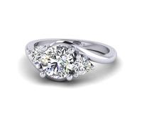 BFD 1.20Carat D/VS Round Diamond Twisted Shank Trilogy Ring in Platinum Size K