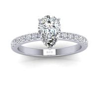 BFD 1.50carat E/VS Lab Grown Pear With Side Diamond Hidden Halo Engagement Ring for Women Size O