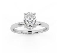 BFD 1.50Ct D-E/VS Lab Grown Oval Diamond Hidden Halo Engagement Ring In 950 Platinum Size M