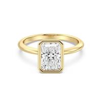 BFD 2.00 Carat E/VS Lab Grown Radiant Diamond Bezel Set Solitaire Engagement Ring in 9k White Gold Size M