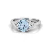 BFD 2.00 CARAT NATURAL AQUAMARINE AND DIAMOND MARCH BIRTH STONE ENGAGEMENT RING FOR HER SIZE-P