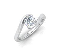 BFD D/VS 1.00Ct Lab Grown Round Diamond Tension Set Solitaire Engagement Ring in 9k White Gold Size P