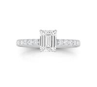 BFD IGI 2.00carat D/VS Lab Grown Emerald Cut Diamond Hidden Halo Solitaire Engagement Ring for Women in Platinum (950) Size O