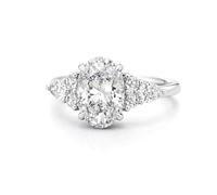 BFD IGI Certified 2.50Carat D/VS Lab Grown Oval and Side Diamond Engagement Platinum Ring For Woman, UK Hallmarked Size M