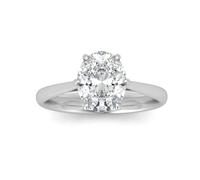 BFD IGI Certified F/VS 3.00Ct Lab Grown Oval Diamond Cathedral Solitaire Engagement Ring in Platinum Size M
