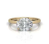 BFD IGI Certified F/VS 3.00Ct Lab Grown Oval Diamond East-West Solitaire Engagement Ring in 18k Yellow Gold Size N